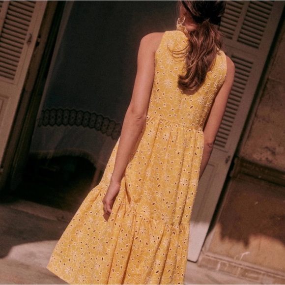 NWT, Sezane yellow eyelet dress, size 38 - Picture 2 of 8